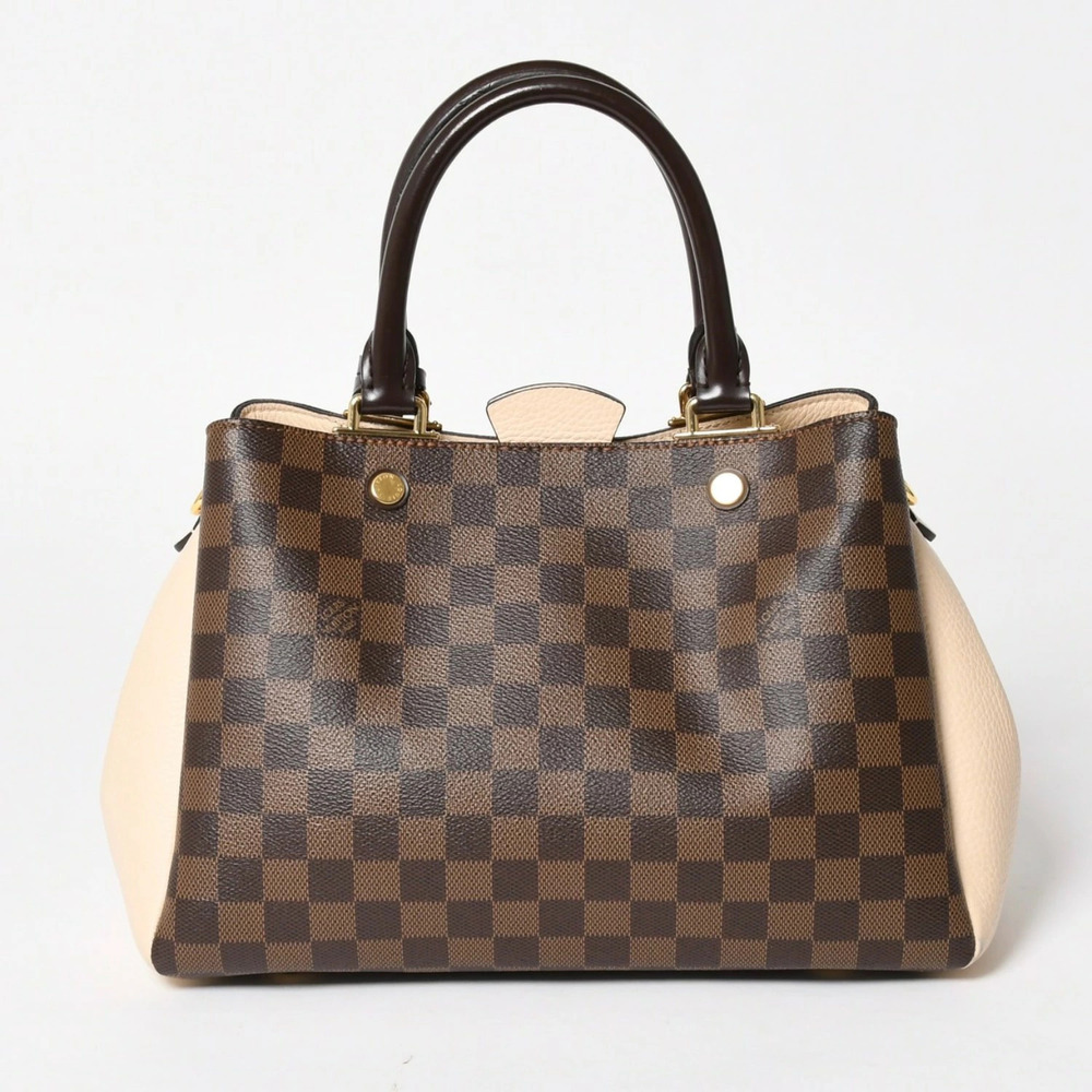 LOUIS VUITTON Brittany Handbag Damier Canvas Brown Beige Cream Ebene Brown